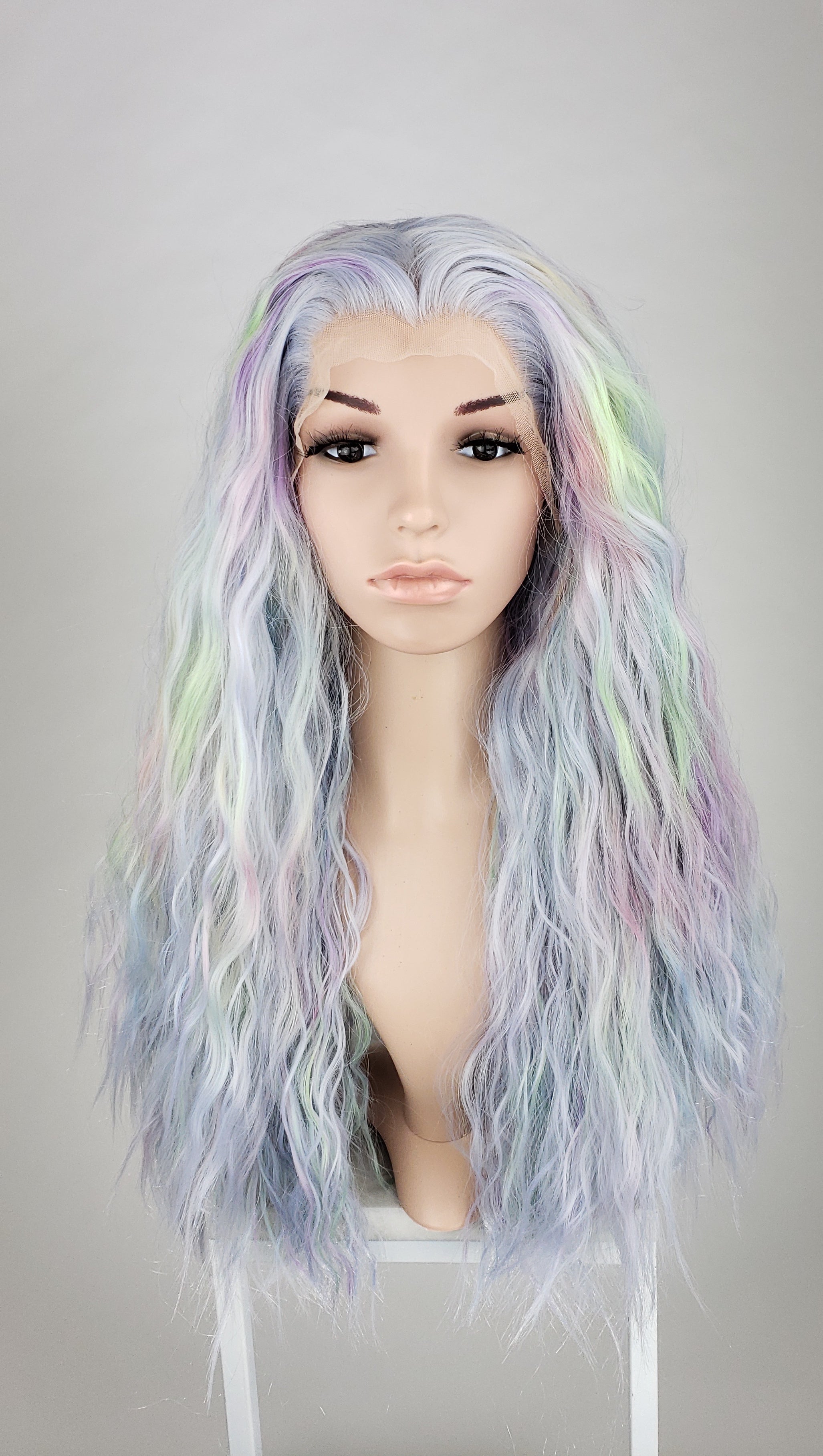 pastel rainbow lace front wig