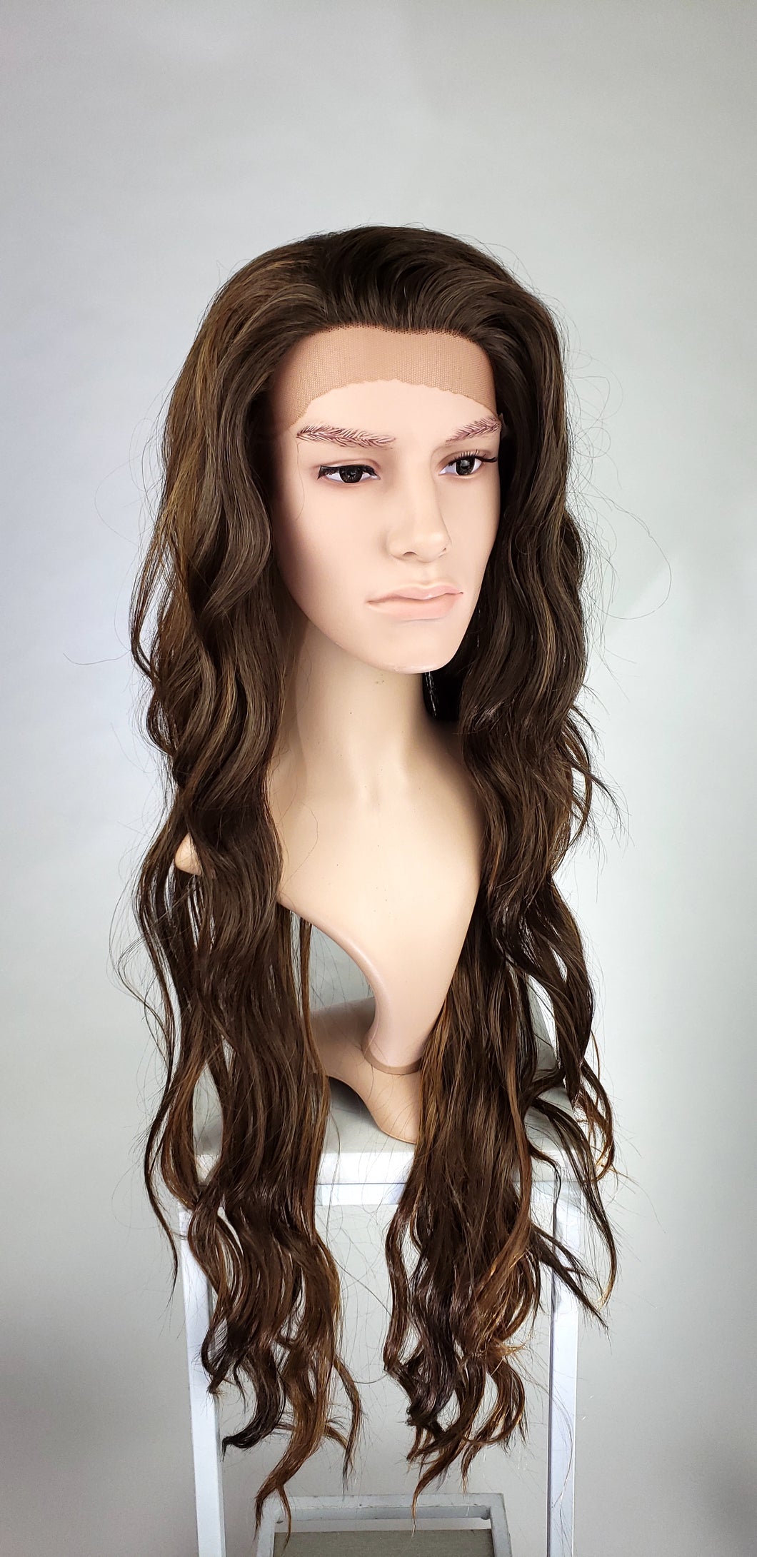 mens brown curly wig