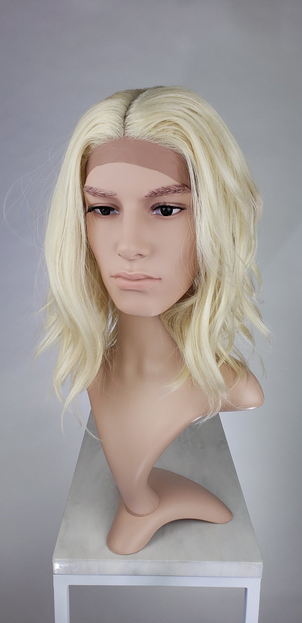 Mens Blonde Medium Length Wavy Lace Front Wig Llhat44 Pose Wigs