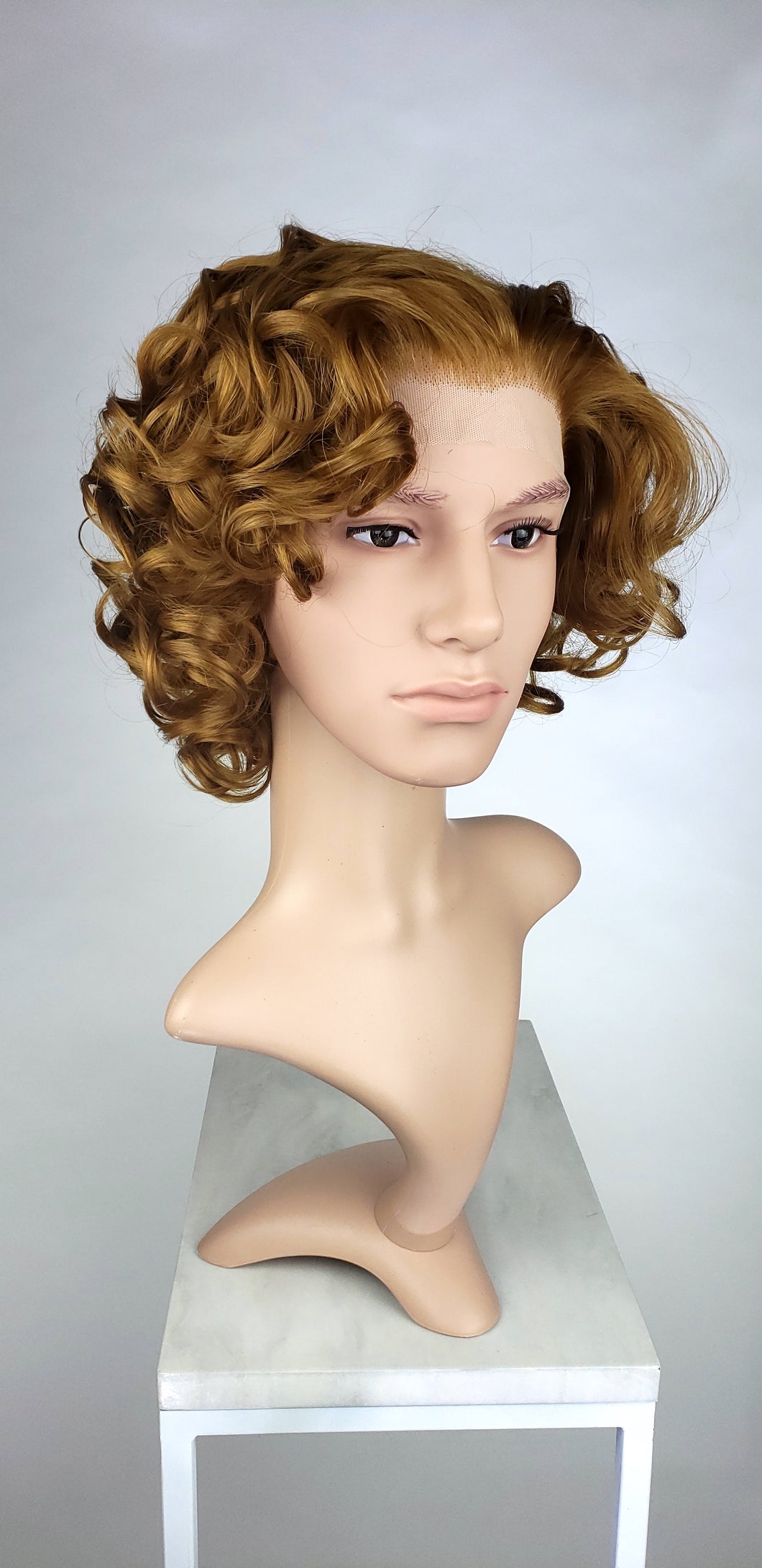 mens short curly blonde wig