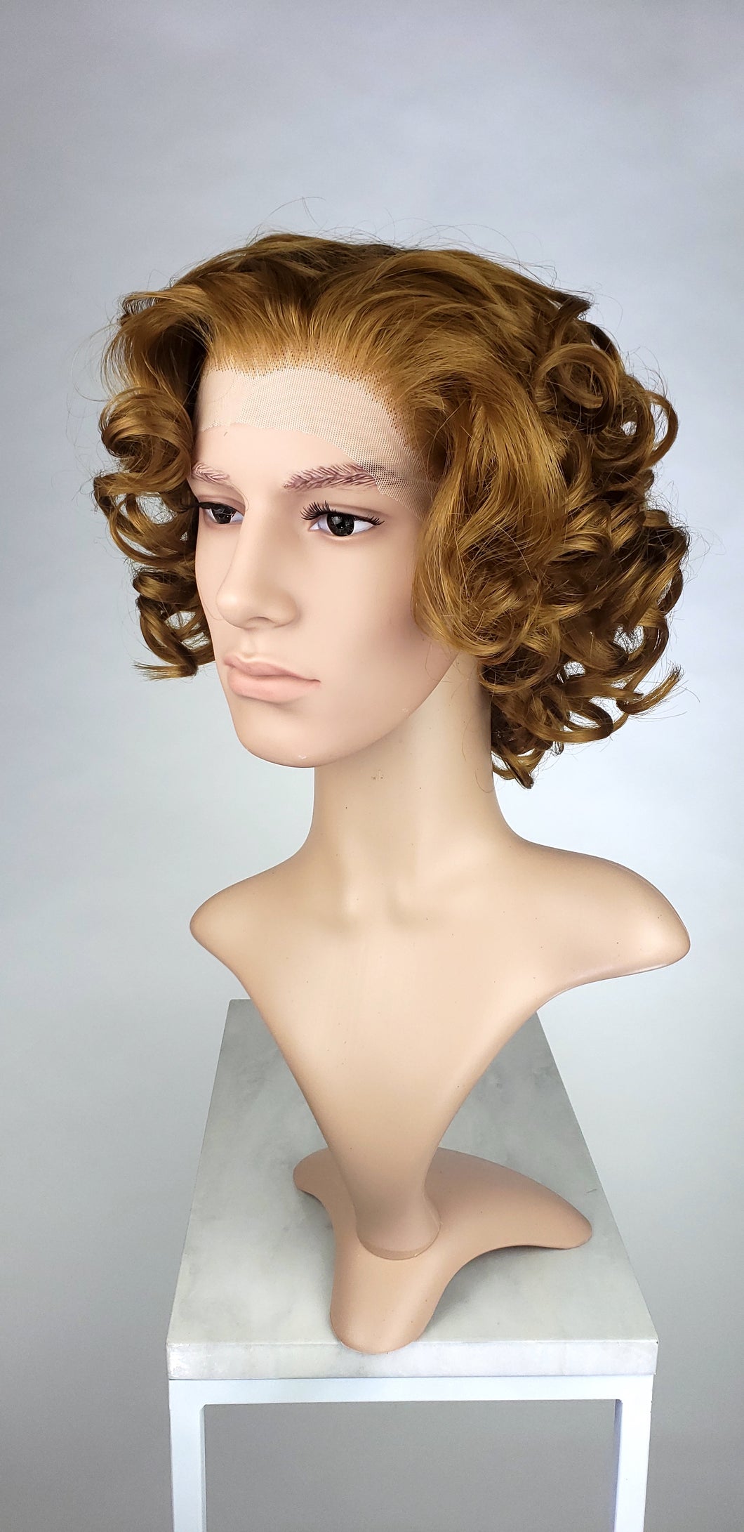 mens short curly blonde wig