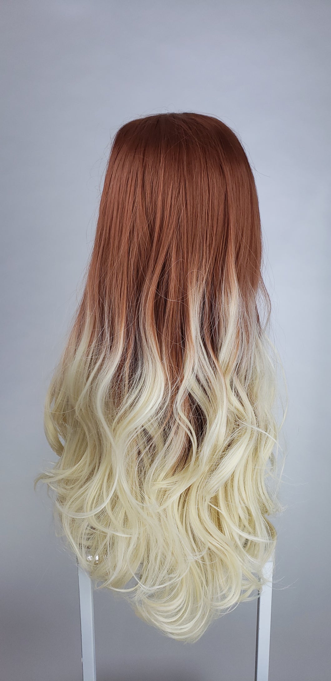 Red And White Blonde Ombre Long Wavy Lace Front Wig Princess