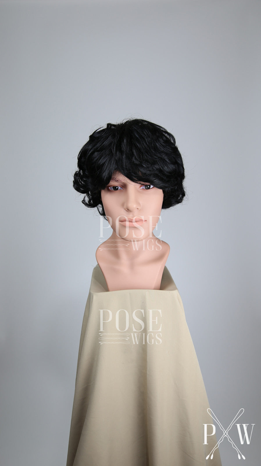 curly black wig mens