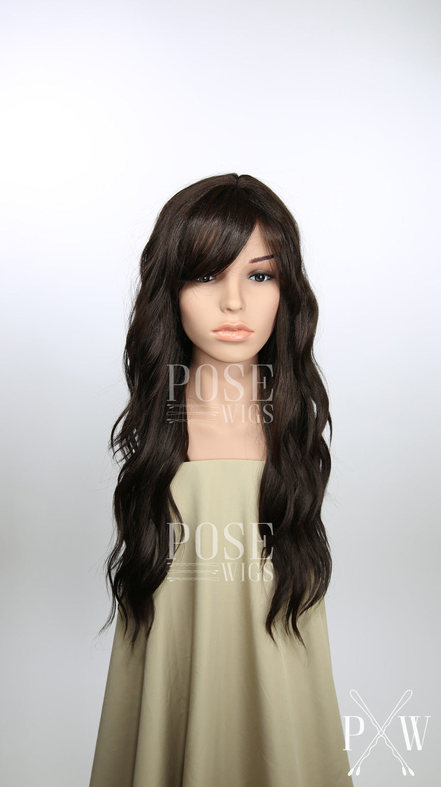 brown curly long wig