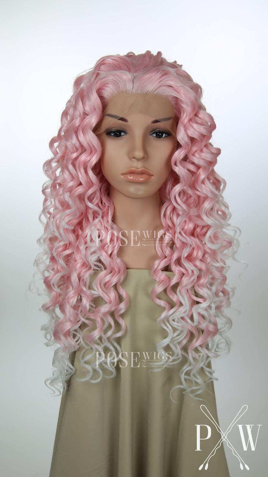 pink and white wig