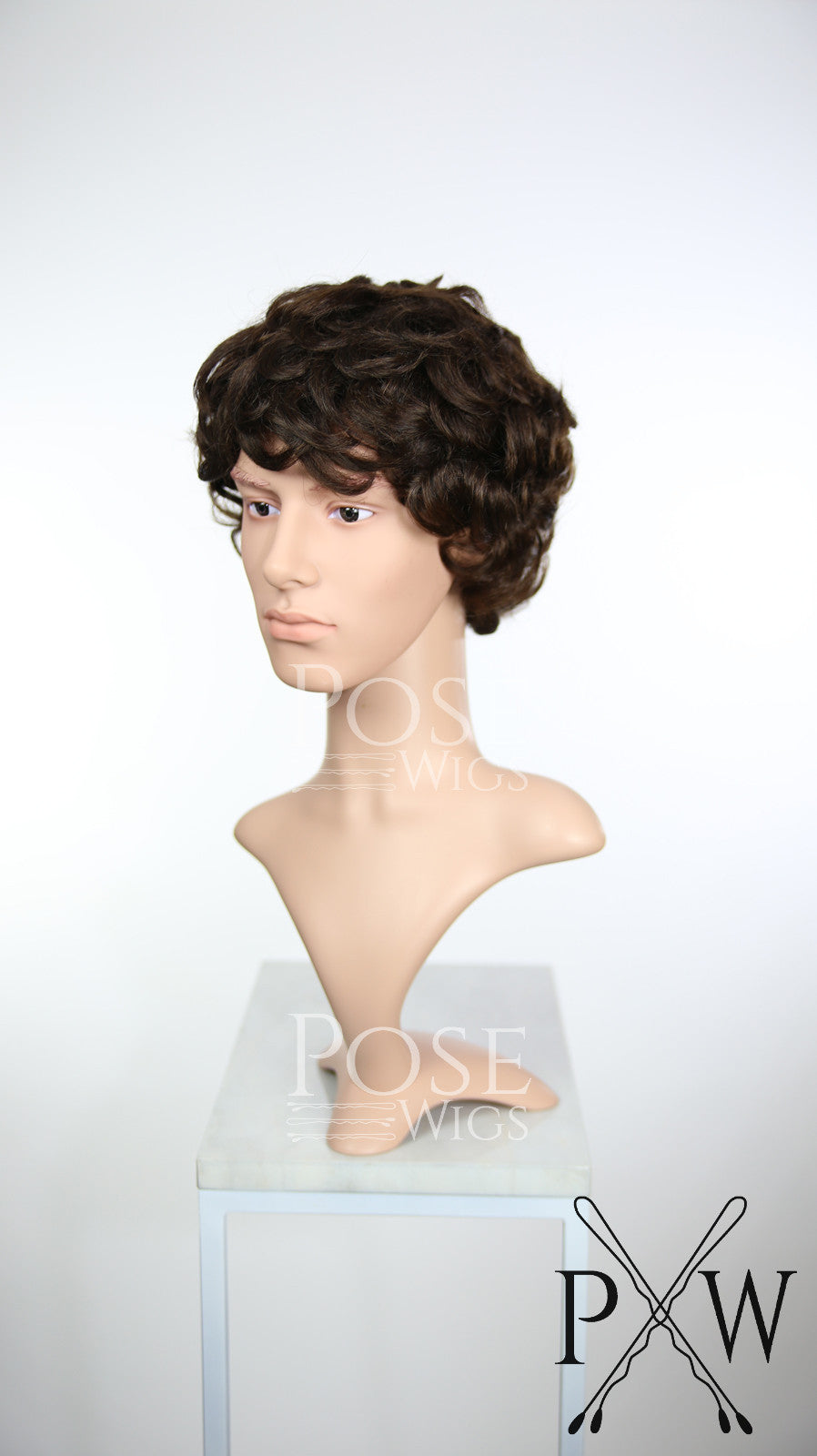 mens brown curly wig