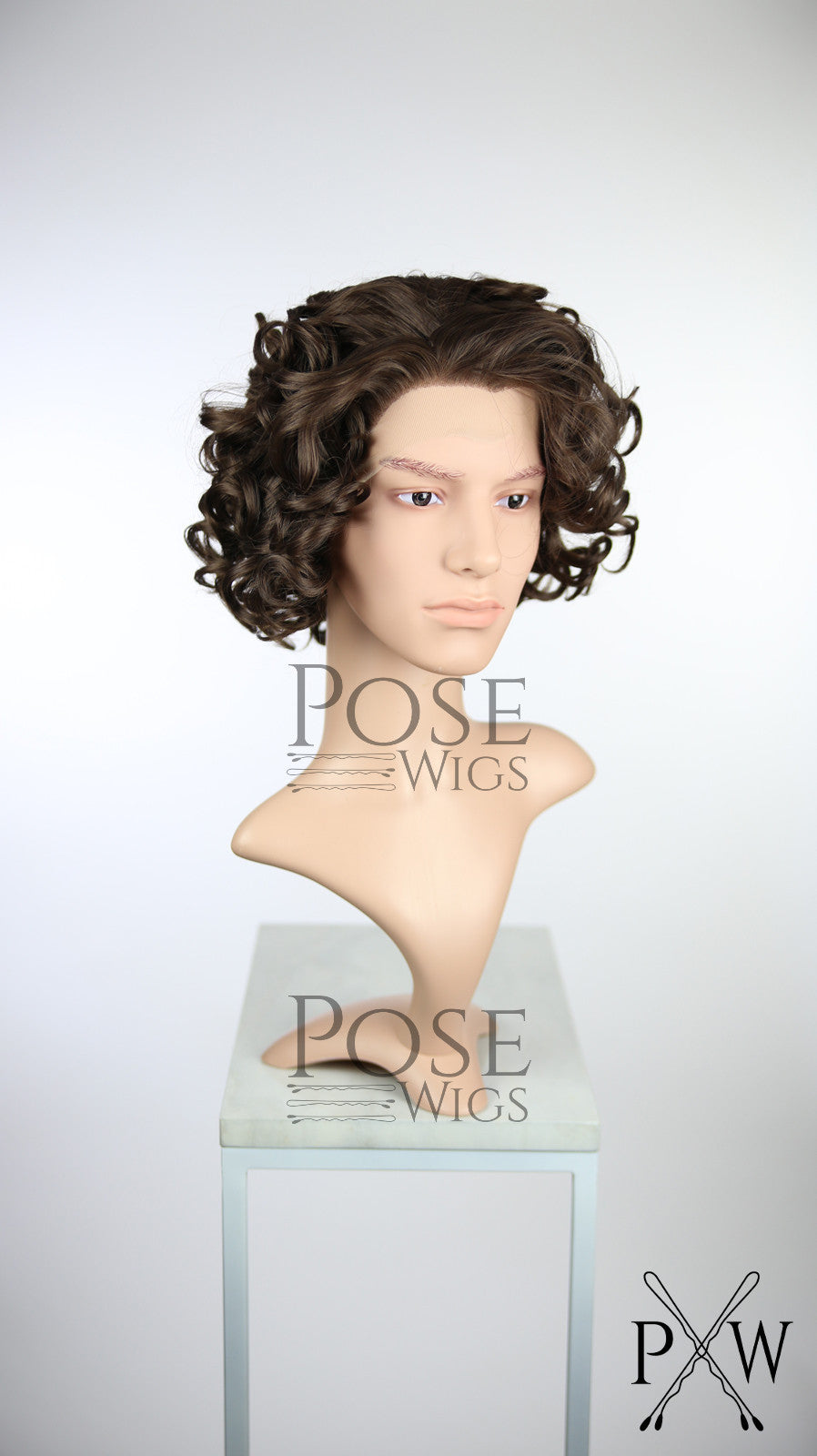 mens brown curly wig