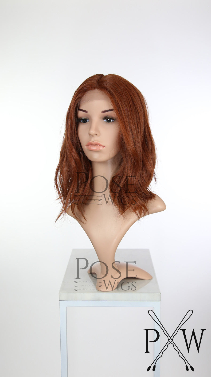 Red Medium Length Wavy Bob Lace Front Wig - Duchess Series 