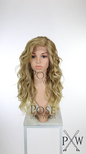 long curly blonde wig with bangs