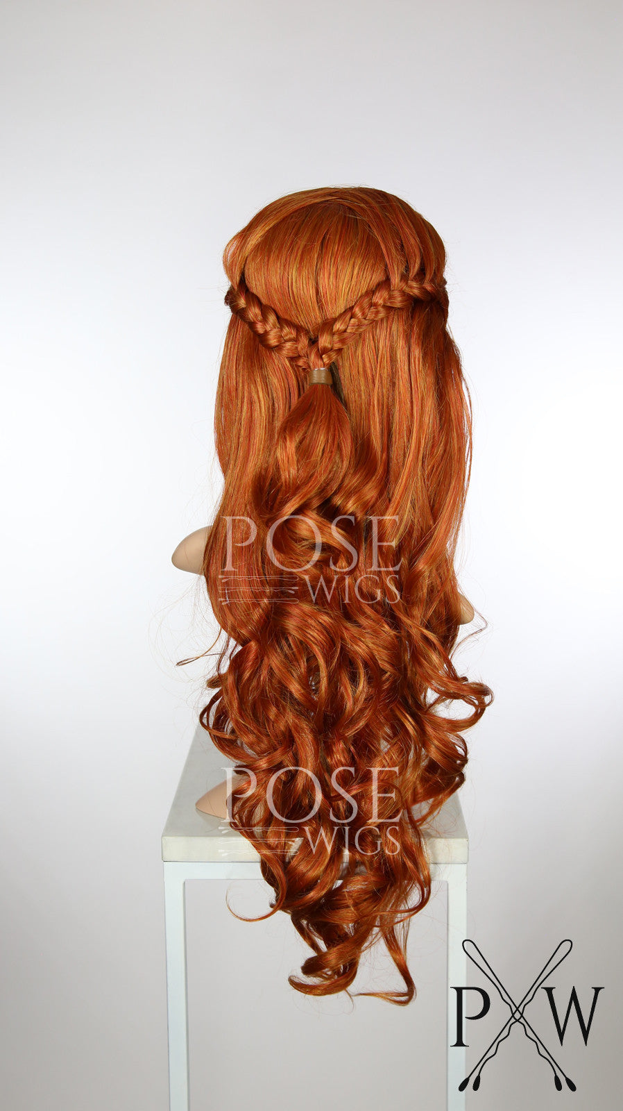 Copper Red Custom Braided Long Curly Lace Front Wig Two