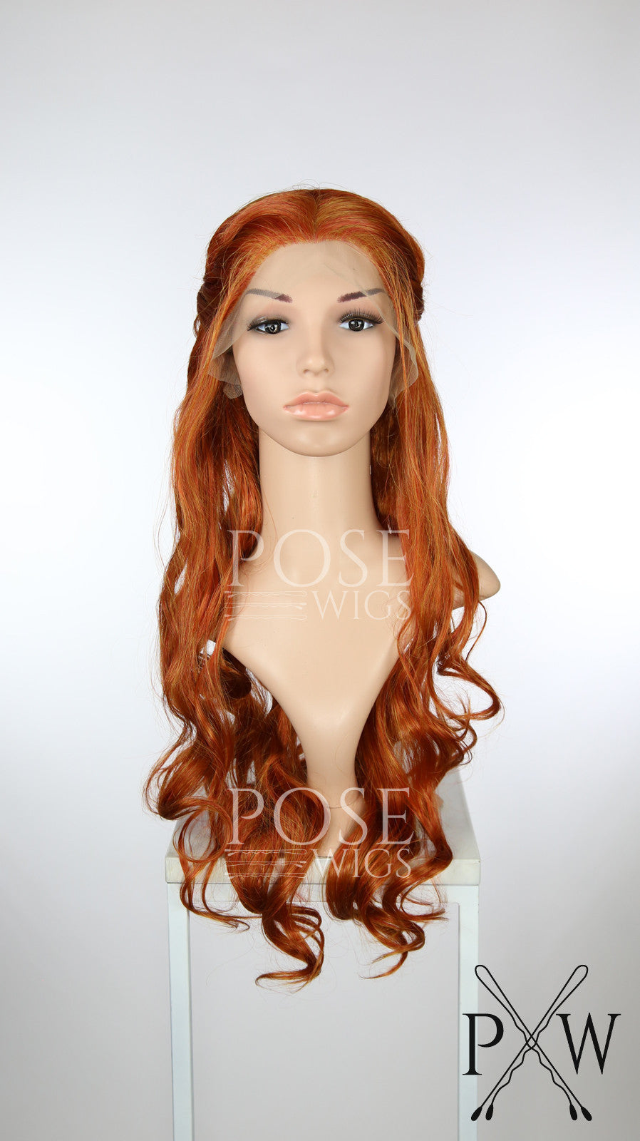 Copper Red Custom Braided Long Curly Lace Front Wig Two