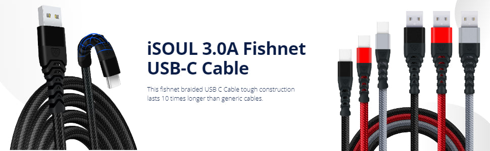 iSOUL 3.0A Fishnet USB-C Cable