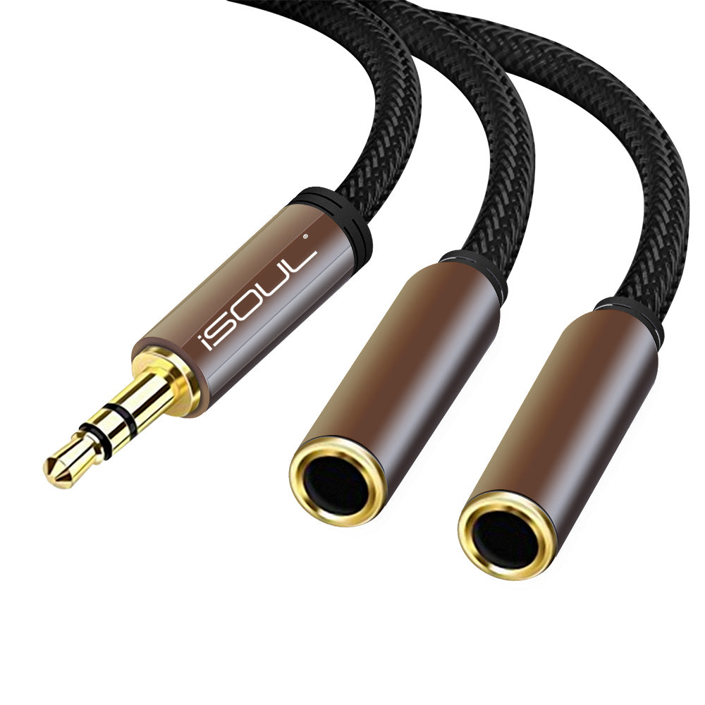 iSOUL 3.5 mm Audio Splitter Jack for Headphones Nylon Braided