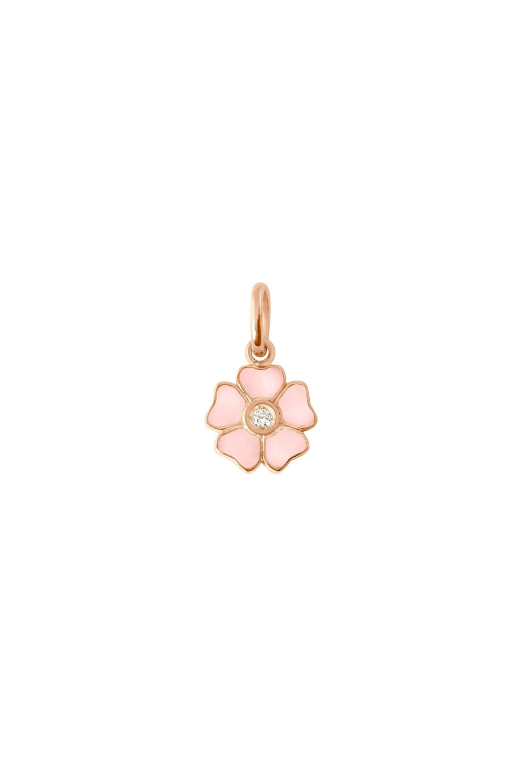 Flower Baby Pink Resin Rose Gold Diamond Pendant