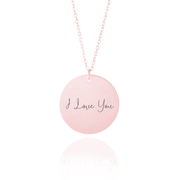 rose gold handwriting necklace