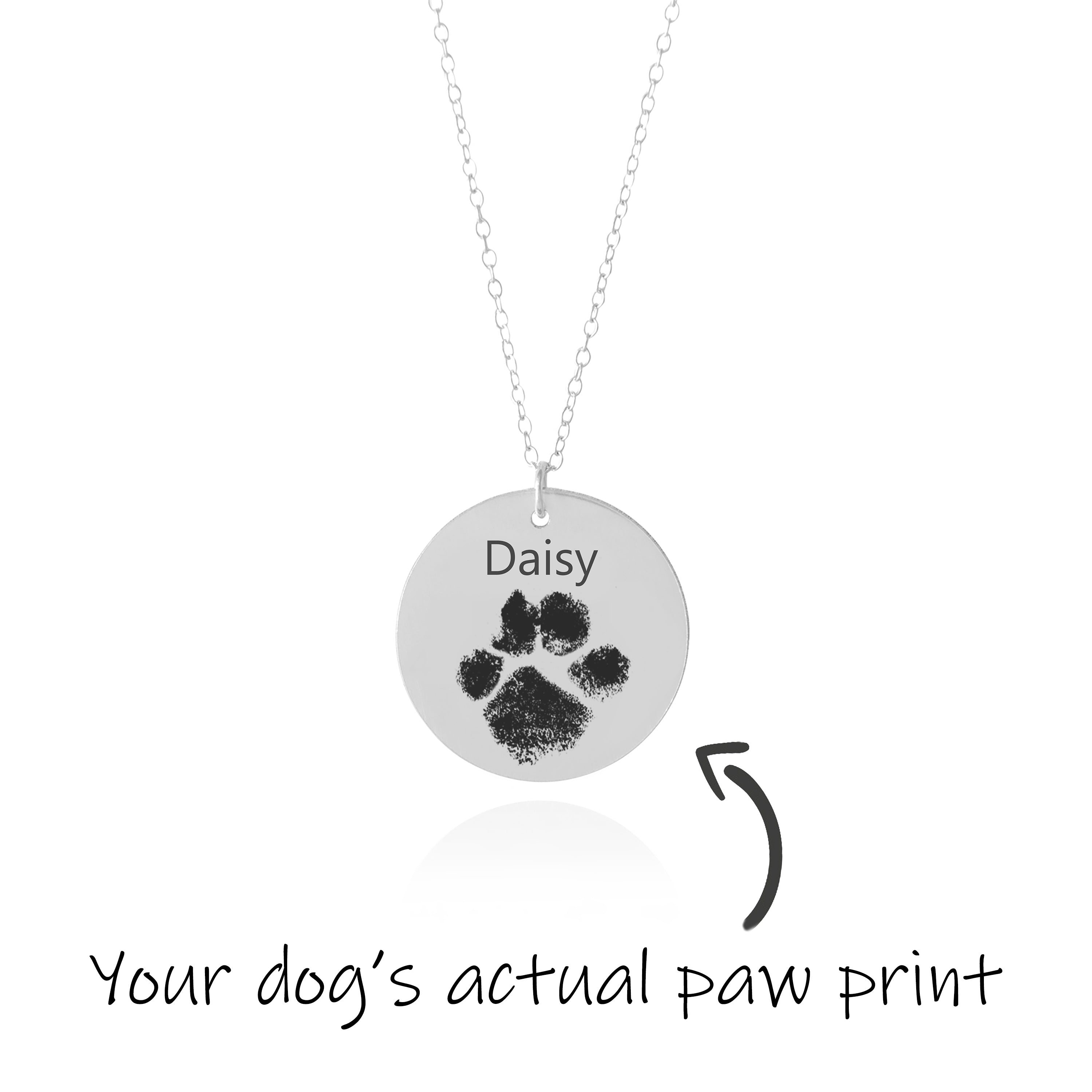 dog paw silver necklace