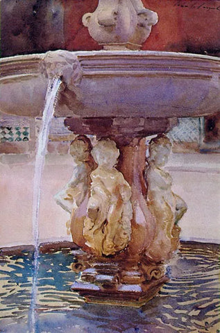 Spanish Fountain by John Singer Sargent, 1902, watercolour painting