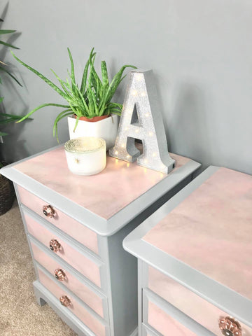 Pink & Grey Bedside Tables by From Loft to Loved