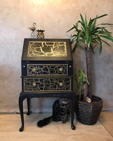 Black & Gold Crackle Bureau by From Loft to Loved
