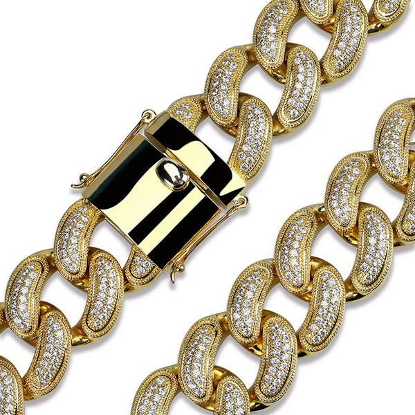 Iced out cuban link chain necklace/bracelet miami jumbo 28mm ...