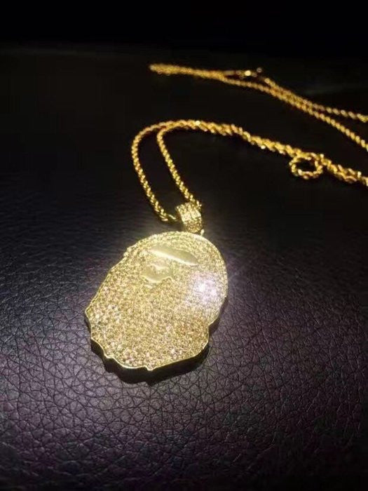 BG custom diamond Bape pendant & Necklace – Bijouterie Gonin