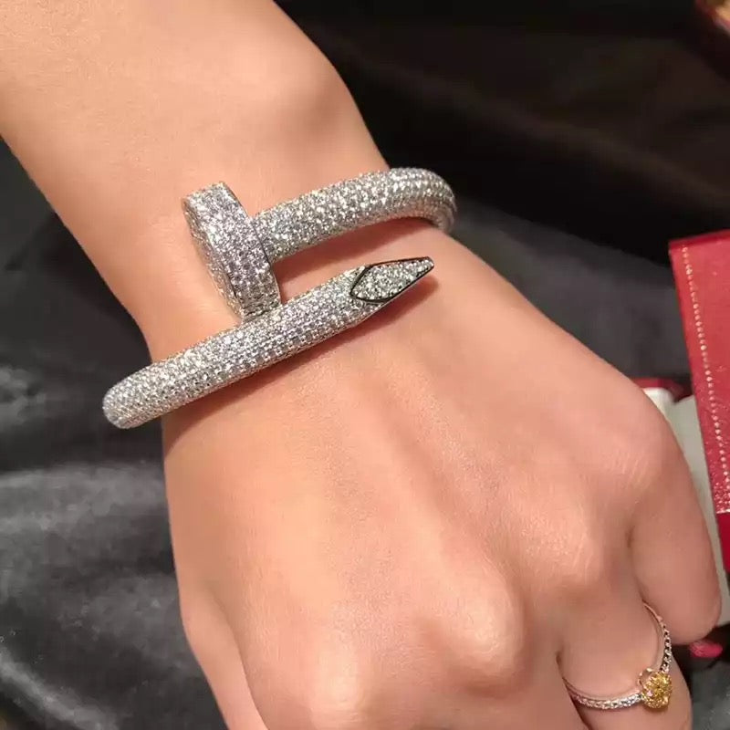Fully iced nail bangle bracelet - Large 