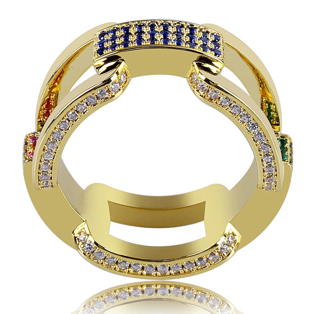 Hermes link ring in mulitcolored Yellow 