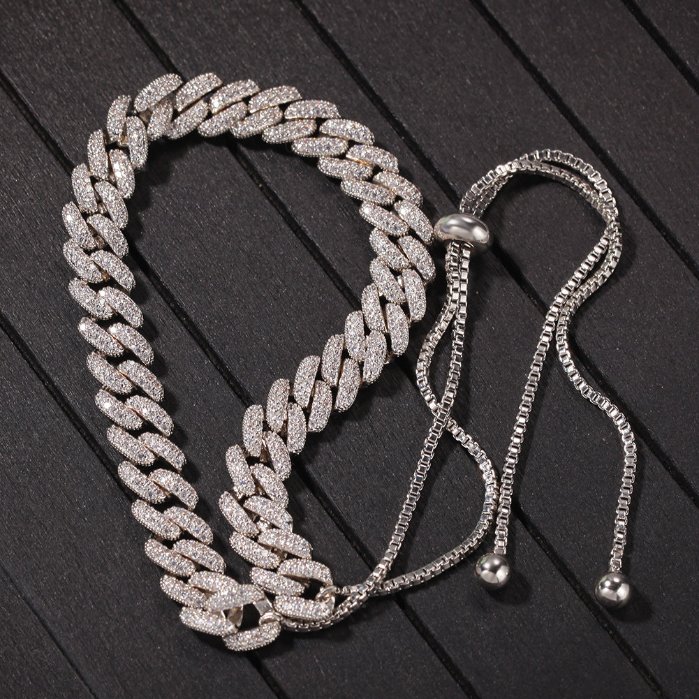 9mm cuban link chain adjustable - White Gold – Bijouterie Gonin