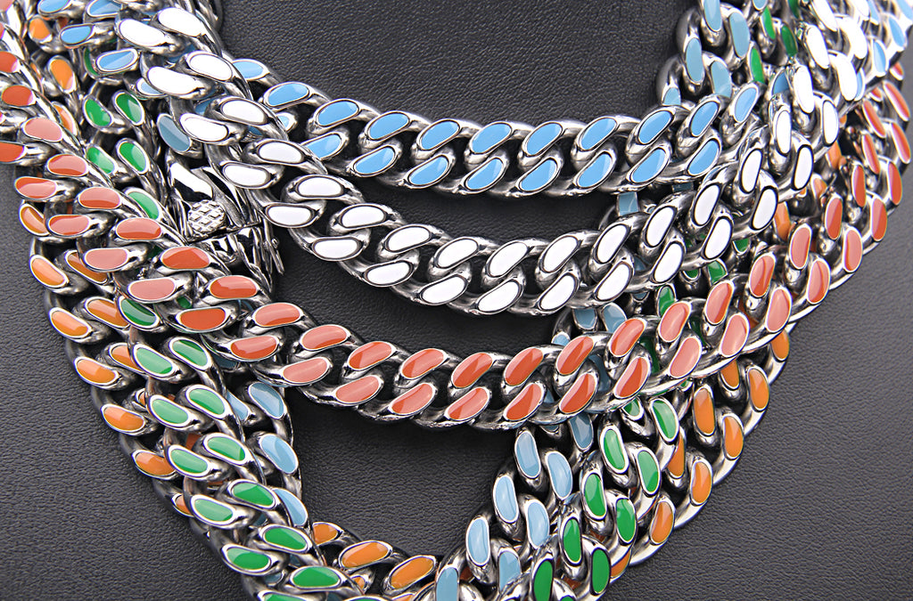 Louis Vuitton Chain Links Patches Necklace Blue Multicolor in  Metal/Enamel/Swarovski Crystals with Silver-tone - GB