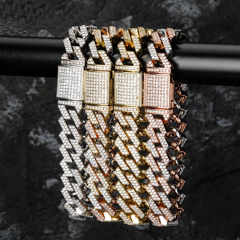 14mm two row curb cuban link bracelet deluxe – Bijouterie Gonin