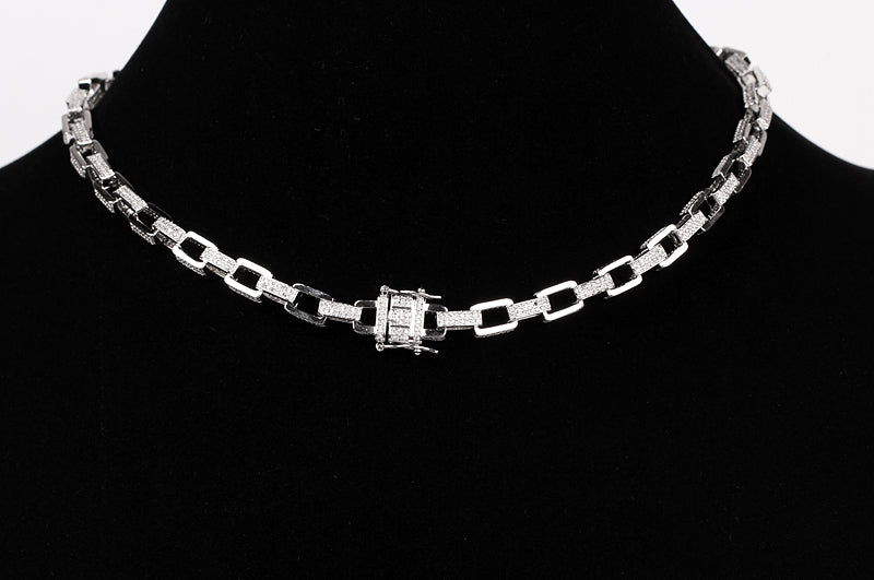 Silver iced out Hermes link bracelet 