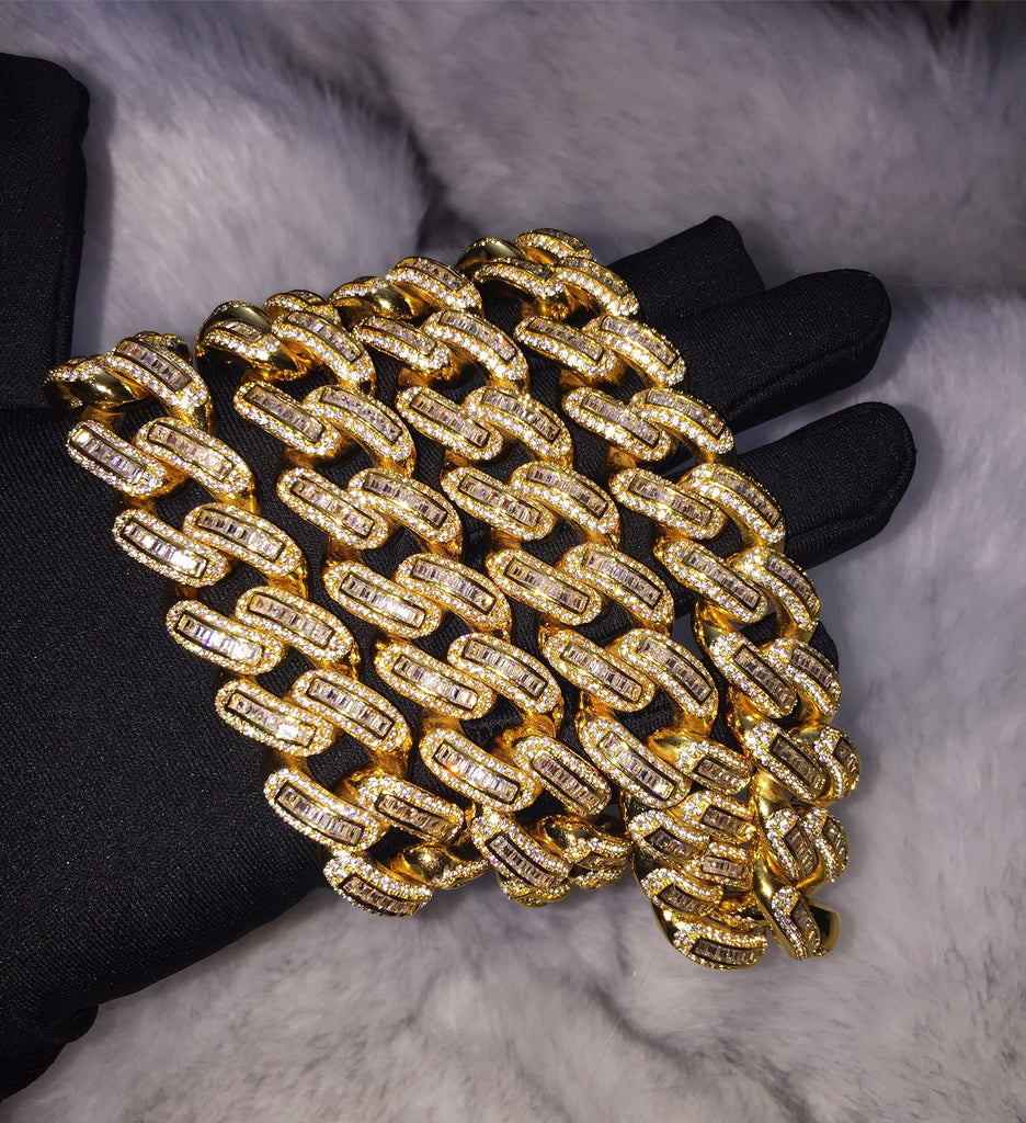 Iced Out Cuban Link Chain With Baguette 