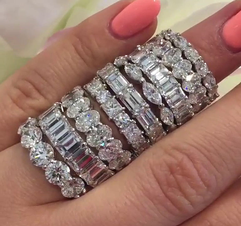 Kylie Jenner Signature Princess Cut Diamond Diamond Eternity Band Ring Bijouterie Gonin