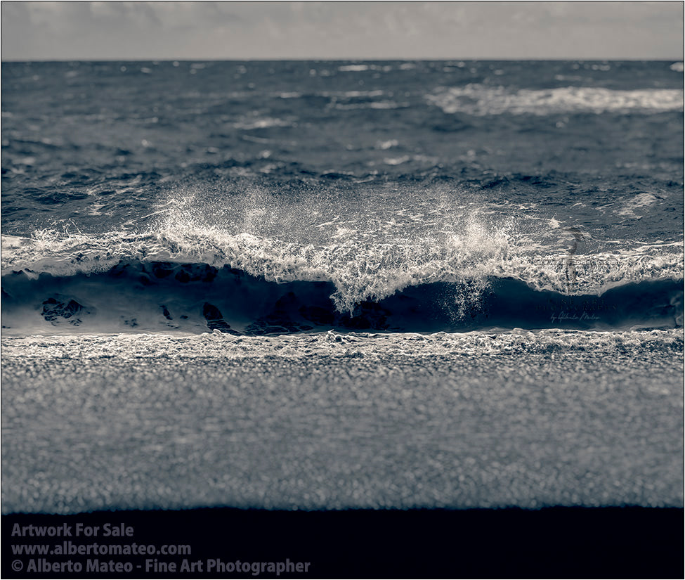 Breaking wave in Reynisfjara Beach, Southern Iceland.