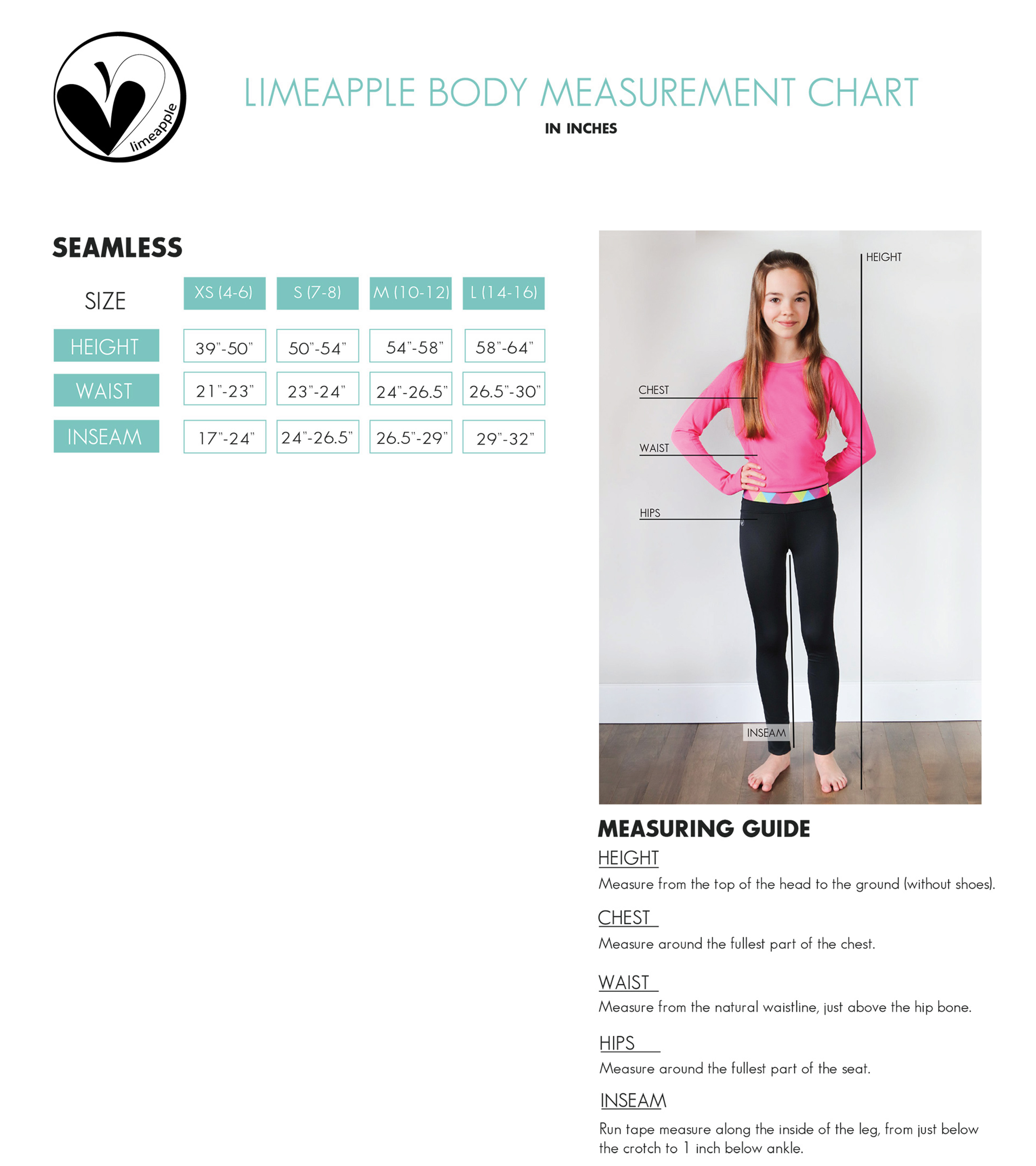 Size Chart Loved Seamless Leggings – Limeapple