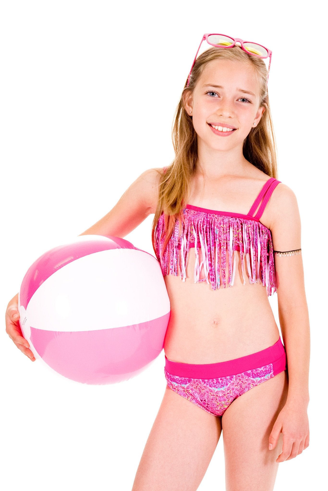 girls pink swimsuit