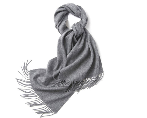 Lambswool Scarf Woven Plain Grey