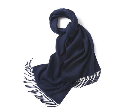 Lambswool Scarf Woven Plain Navy