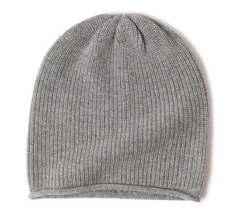 Cashmere Beanie Fine Rib Courmayeur Grey