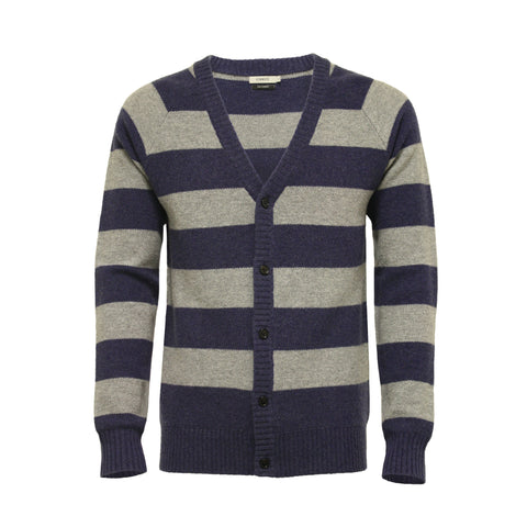 Cashmere Striped Pique Cardigan