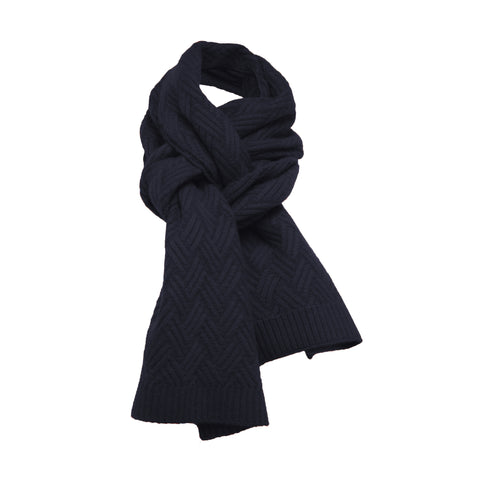 Cashmere knitted Scarf ZigZag Black