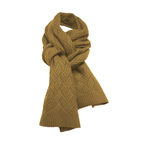 Cashmere knitted Scarf ZigZag Camel