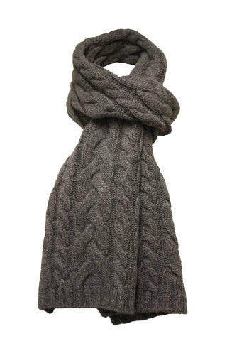 Cashmere Scarf double cable Grey