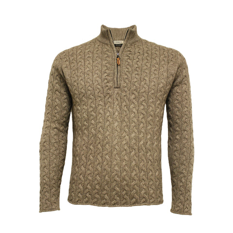 Zip Neck Cable Stitch Neil Camel