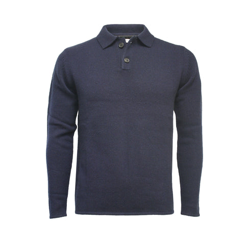 Cashmere Polo Neck Sweater Navy Apollo