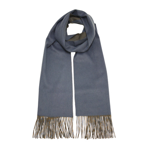 Cashmere Scarf double face woven blue camel