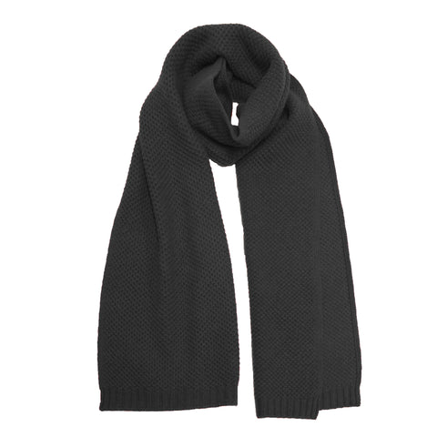 Cashmere knitted Seed Stitch scarf Black