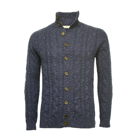 Blue Cashmere Cable Cardigan