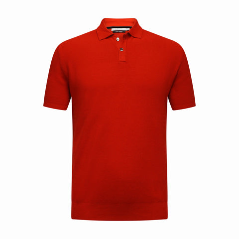 Cotton Cashmere Polo Shirt Cancale in fine pique stitch Red