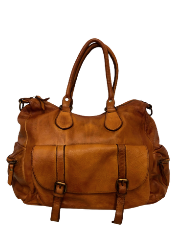 Light Brown Leather Saddle Bag